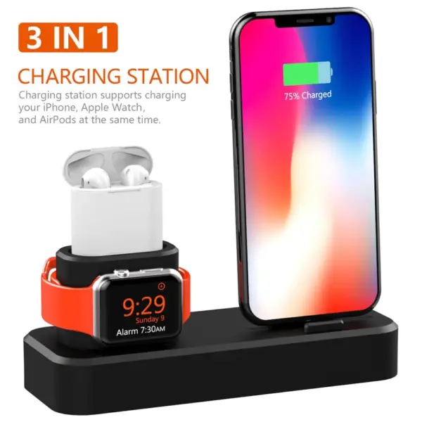 3 in 1 Wired Charger Bracket Stand for iPhone Charging Dock Station Base for iWatch Holder for AirPods Pro Charge Support Socket - Image 3