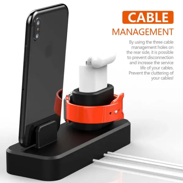 3 in 1 Wired Charger Bracket Stand for iPhone Charging Dock Station Base for iWatch Holder for AirPods Pro Charge Support Socket - Image 4