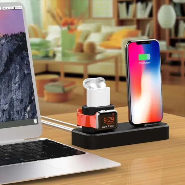 3 in 1 Wired Charger Bracket Stand for iPhone Charging Dock Station Base for iWatch Holder for AirPods Pro Charge Support Socket - Image 6