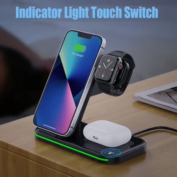 Foldable Fast Wireless Charger Bracket for iPhone Samsung Xiaomi Huawei Phone Stand for AppleWatch AirPods Pro Charging Dock - Image 3
