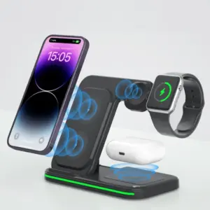 Foldable Fast Wireless Charger Bracket for iPhone Samsung Xiaomi Huawei Phone Stand for AppleWatch AirPods Pro Charging Dock