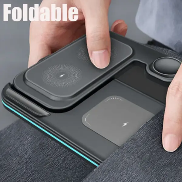 Foldable Fast Wireless Charger Bracket for iPhone Samsung Xiaomi Huawei Phone Stand for AppleWatch AirPods Pro Charging Dock - Image 5