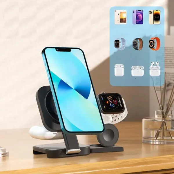 Foldable Wireless Charging Dock for Magnsafe for iPhone 12 13 14 15 Pro Max Magnetic Charger for Apple Watch AirPods Pro Holder - Image 6