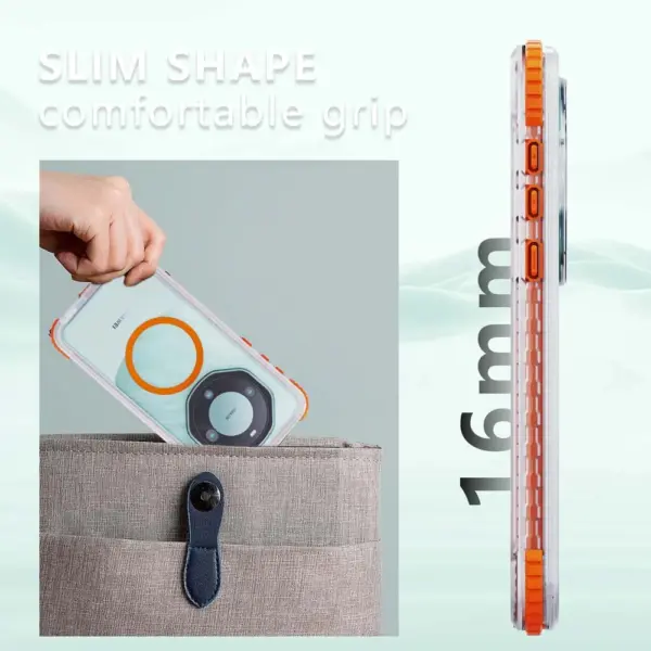 For Huawei Mate 60 Pro Case Waterproof Pouch Swimming Anti Drop Snowproof Clear Hard Cover with Button Charging Magnetic Circle - Image 4