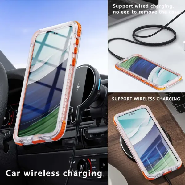 For Huawei Mate 60 Pro Case Waterproof Pouch Swimming Anti Drop Snowproof Clear Hard Cover with Button Charging Magnetic Circle - Image 5