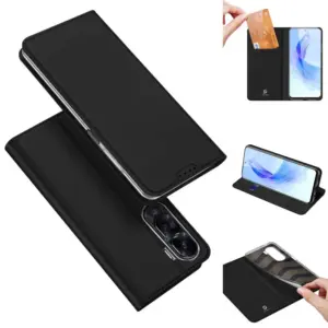 Luxury Phone Case for Honor 90 Lite Pro Cover Skinlike Leather Magnetic Flip Wallet Card Slot Pouch Foldable Stand