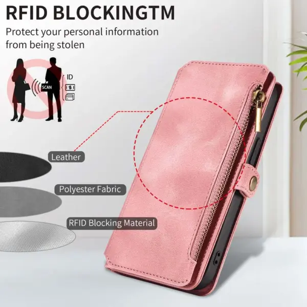 Multi-pocket Leather Wallet Case for iPhone 15 14 Plus 13 12 11 Pro Max Mini X XR XS Bumper Luxury Flip Handbag Magnet Zip Pouch - Image 2