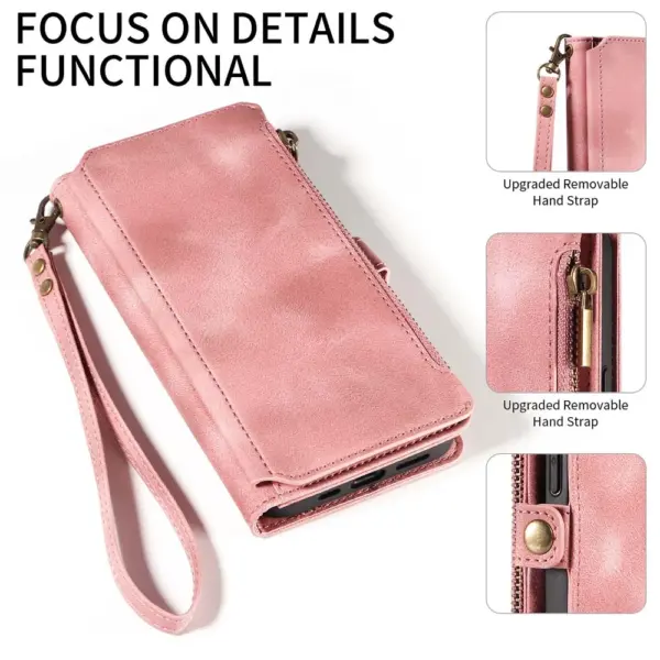 Multi-pocket Leather Wallet Case for iPhone 15 14 Plus 13 12 11 Pro Max Mini X XR XS Bumper Luxury Flip Handbag Magnet Zip Pouch - Image 6