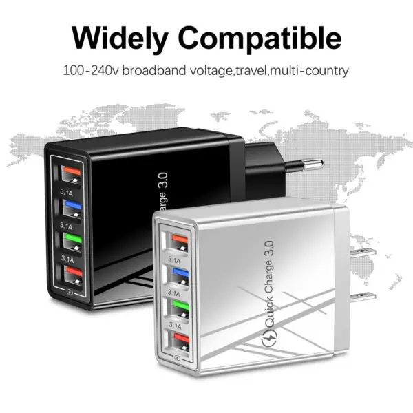 USB Charging Adapter 5V 3A 10W Colorful 4 USB Port 100V-240V USA EU UK Plug CE ROHS FCC Power Supply Converter for Phone Tablet - Image 3