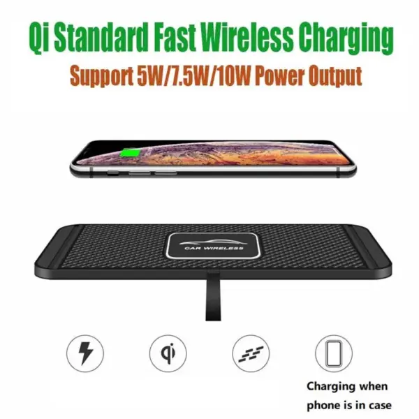 Universal Car Phone Wireless Charging Pad for iPhone Samsung Huawei Xiaomi Sticky Silicone 15W Qi Fast Charger Mat - Image 4