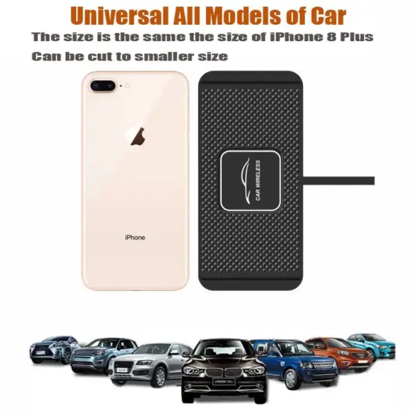 Universal Car Phone Wireless Charging Pad for iPhone Samsung Huawei Xiaomi Sticky Silicone 15W Qi Fast Charger Mat - Image 5