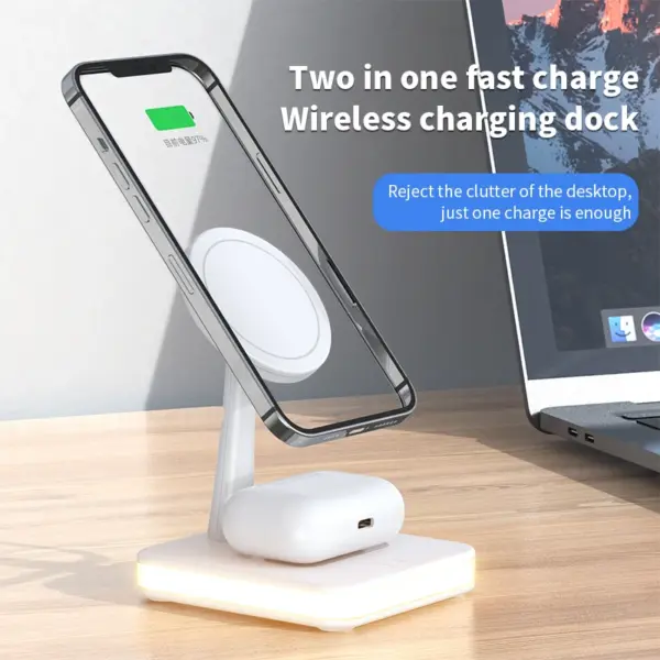 for Magsafe Magnetic Wireless Charger Bracket for iPhone for AirPods Pro Stand Holder Wired Charging Dock Base for Android Phone - Image 3