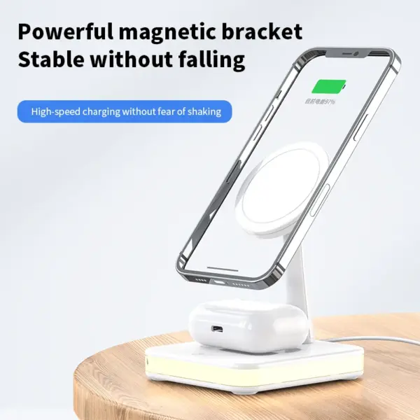 for Magsafe Magnetic Wireless Charger Bracket for iPhone for AirPods Pro Stand Holder Wired Charging Dock Base for Android Phone - Image 4