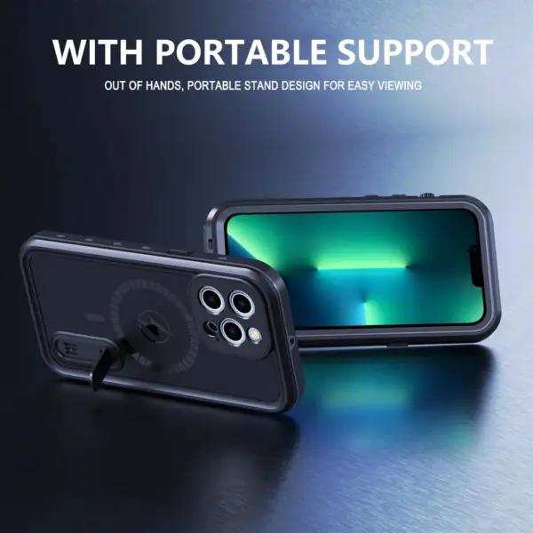 for Magsafe Magnetic Wireless Charger Cases for iPhone 14 Plus 13 12 Pro Max Cover Waterproof Pouch Foldable Stand Holder Bumper - Image 3