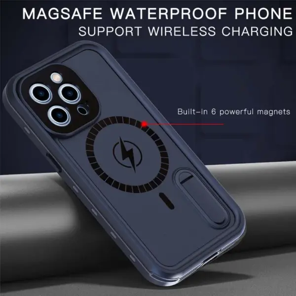 for Magsafe Magnetic Wireless Charger Cases for iPhone 14 Plus 13 12 Pro Max Cover Waterproof Pouch Foldable Stand Holder Bumper - Image 4
