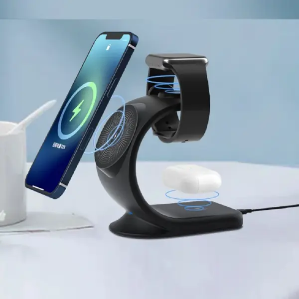 for Magsafe Magnetic Wireless Charger Stand Holder for iPhone Bracket Cradle for Apple iWatch AirPods C Shape Charging Dock Base - Image 2