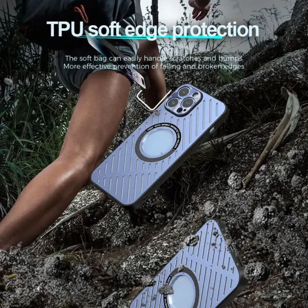 for iPhone 16 15 14 13 12 Pro Max Cover Cooling Shockproof Metal Hollow Magnetic Case Soft Edge Anti Drop Phone Bumper Protect Shell - Image 5