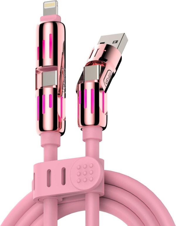 4-in-1 Universal Multi USB Charging Cable C 240W Max Fast Charger Cord with Multiple Connectors for iPhone